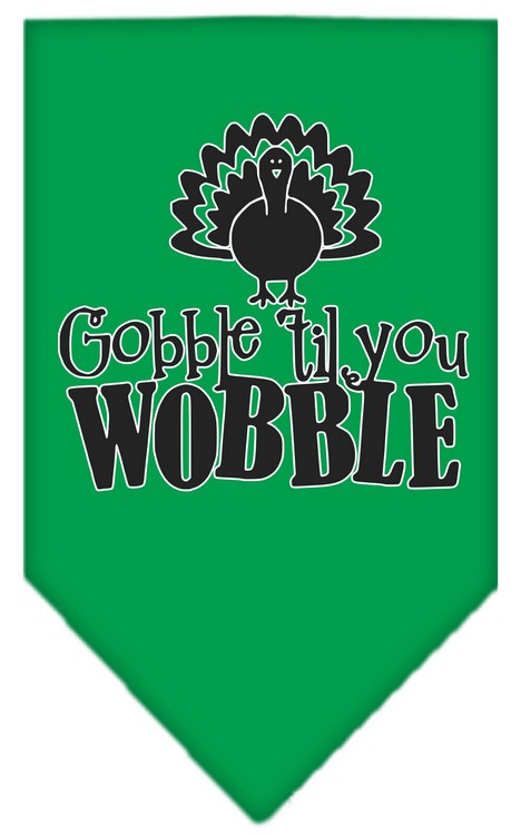 Gobble til You Wobble Screen Print Bandana Emerald Green Small